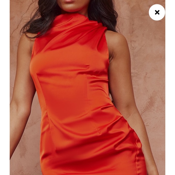 NEW red satin dress PLT - Picture 3 of 9